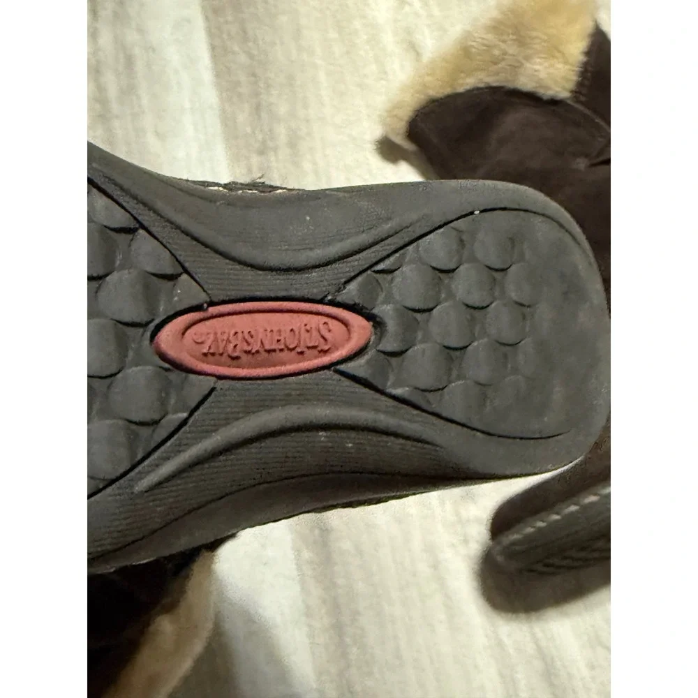 St Johns Bay Womens Brown Suede Faux Fur Lined‎ Winter Boots Size 7.5M 024-8913